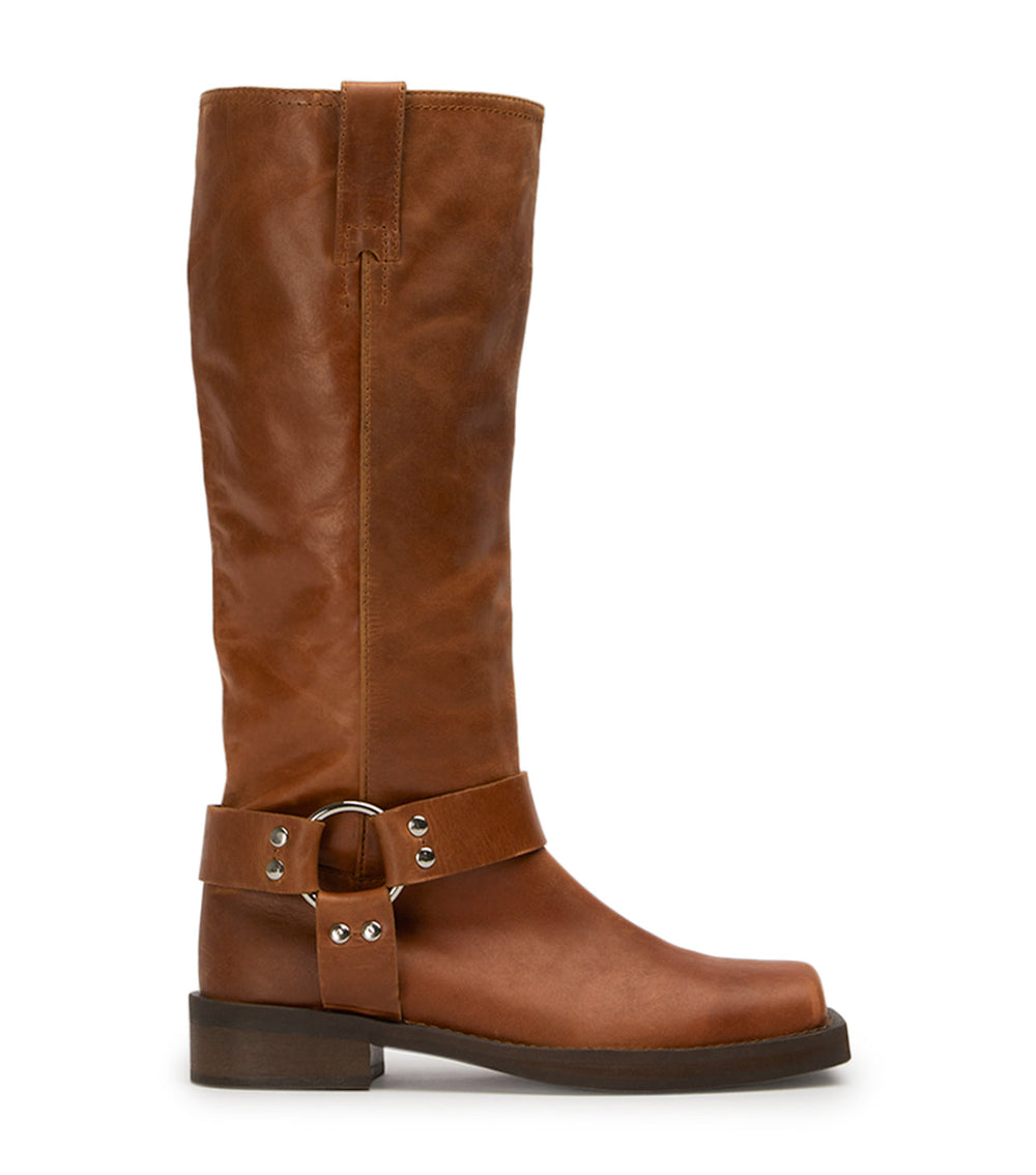 Biker Cognac Calf Boots - Tony Bianco US