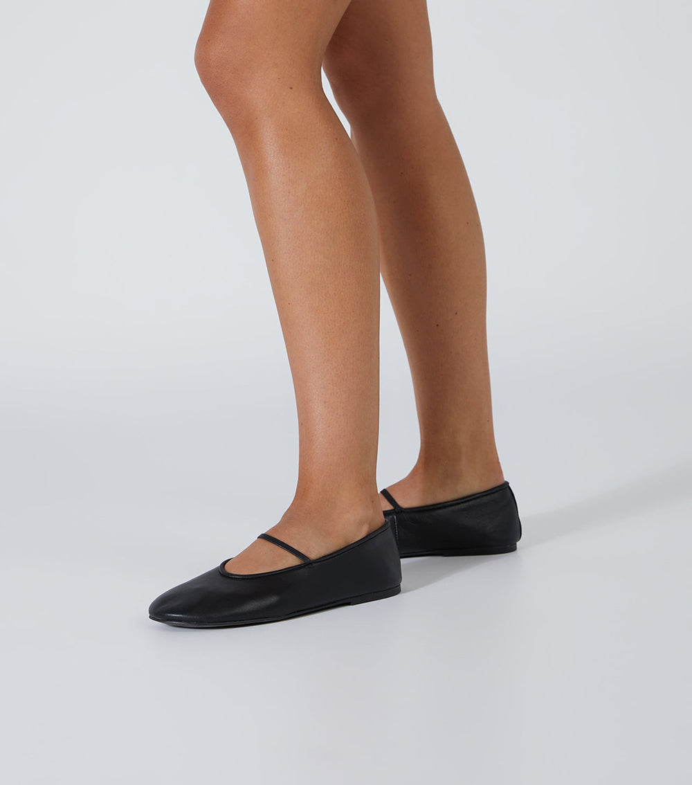 Martinez Black Nappa Flats - Tony Bianco On Sale