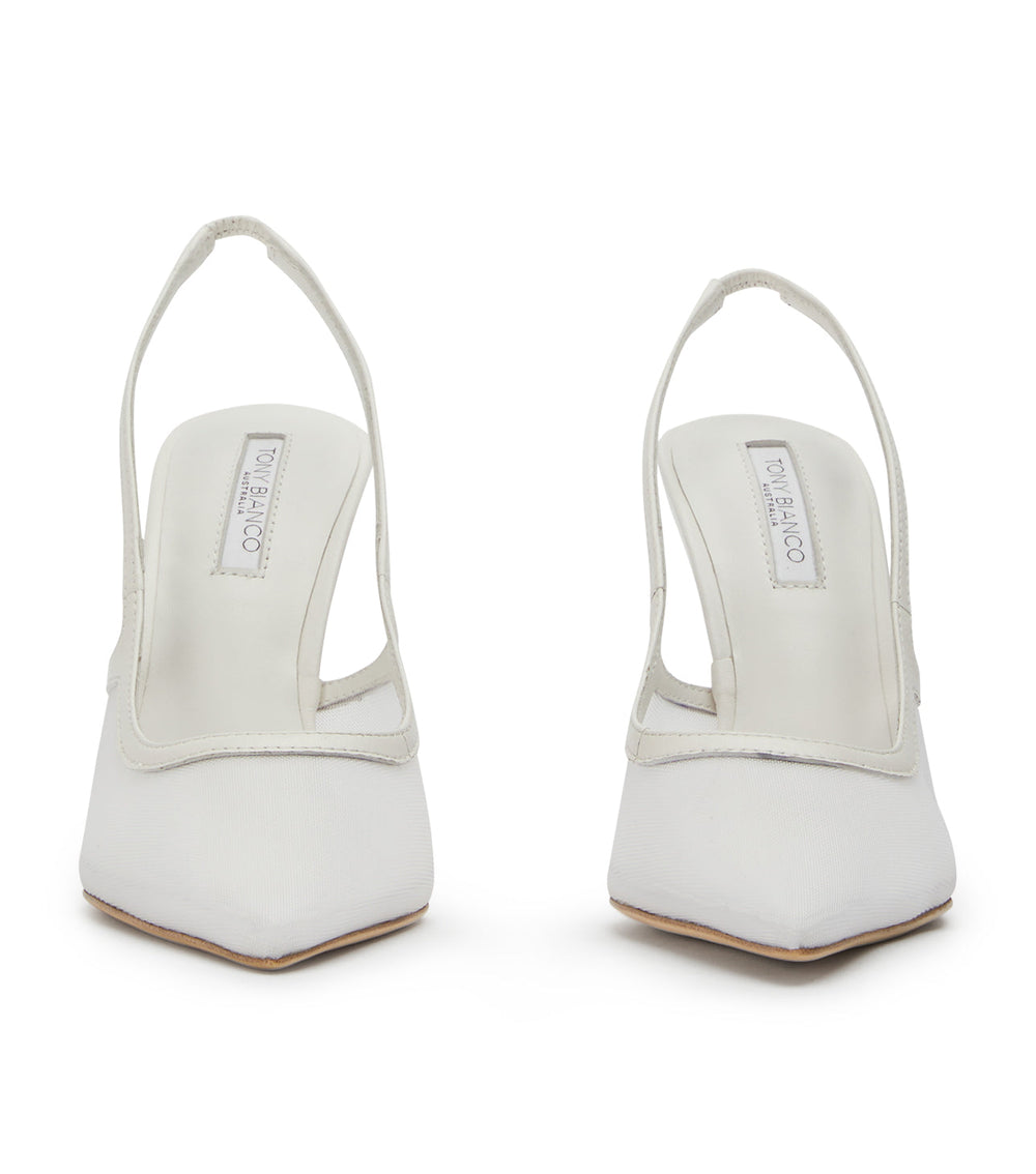 Glide White Nylon Heels - Tony Bianco Outlet