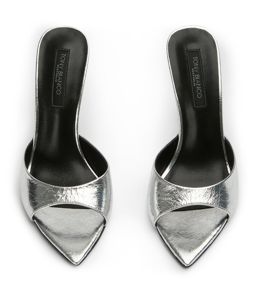 Malibu Silver Vintage Metal Heels - Tony Bianco US