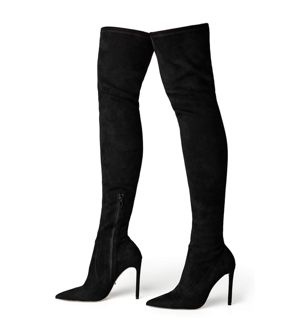 Avah Black Stretch Suede Long Boots - Tony Bianco For Sale