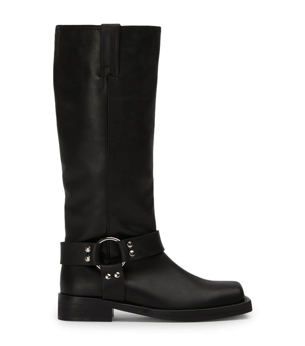 Biker Black Wax Calf Boots - Tony Bianco Outlet