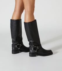 Biker Black Wax Calf Boots - Tony Bianco Outlet