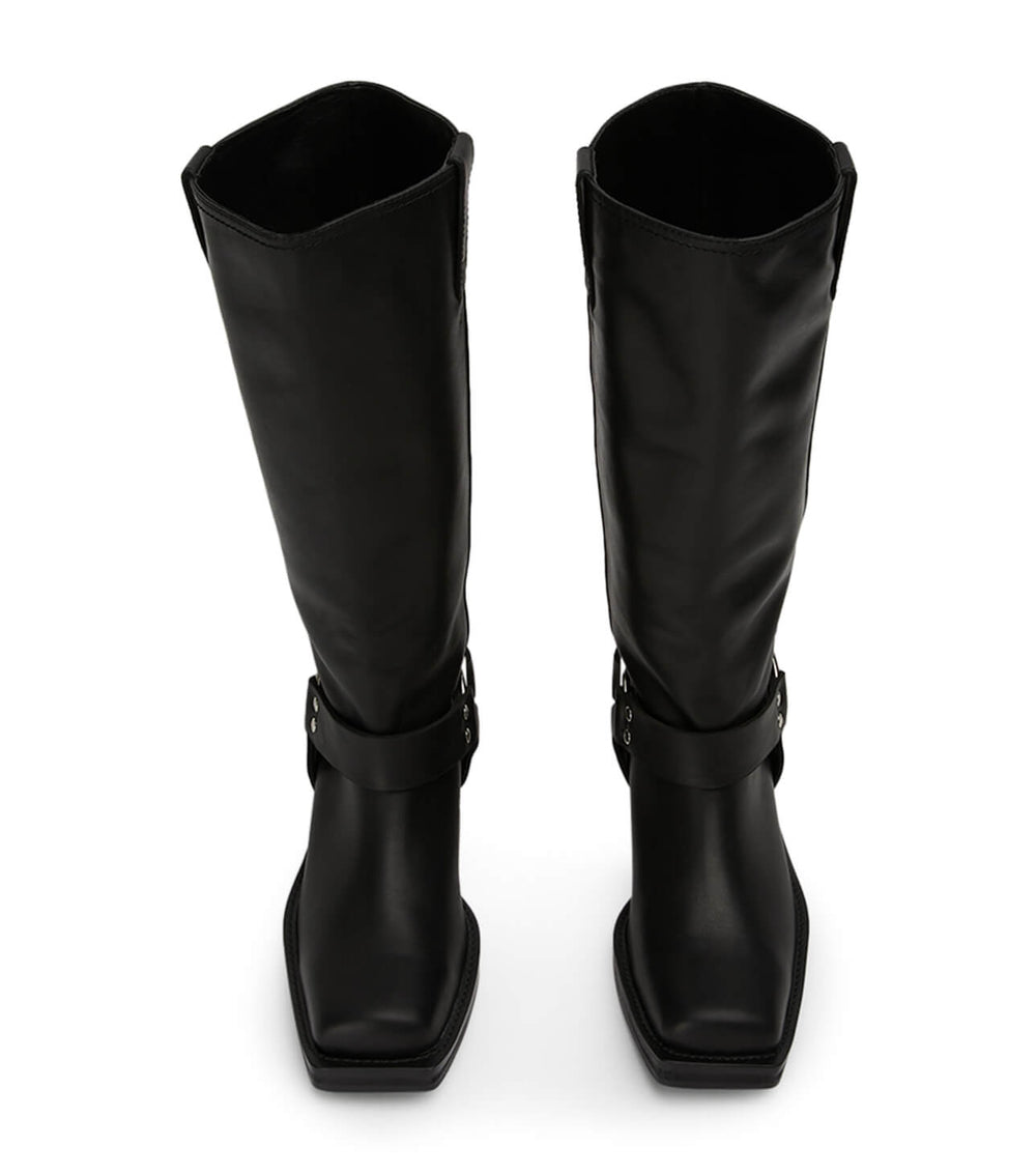 Biker Black Wax Calf Boots - Tony Bianco Outlet