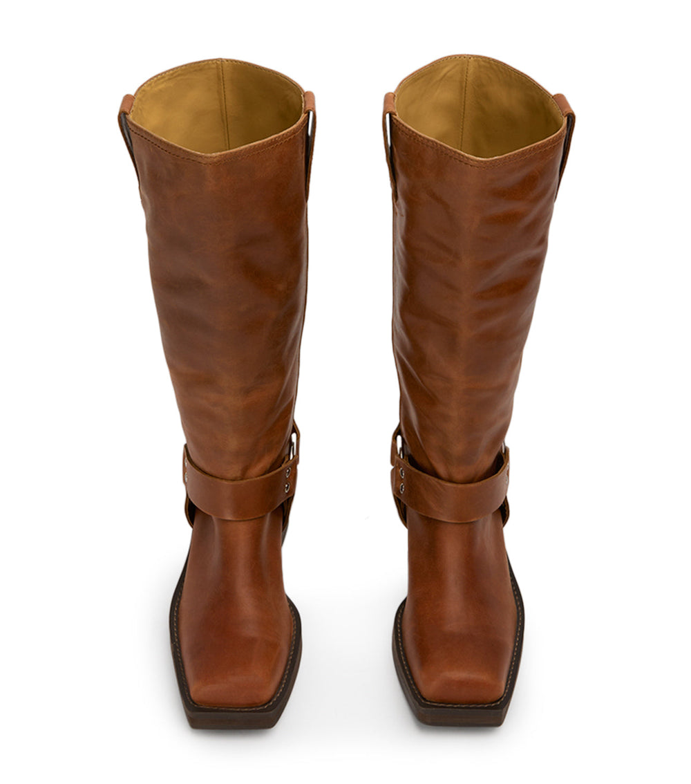 Biker Cognac Calf Boots - Tony Bianco US