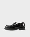 Black, Polished Leather