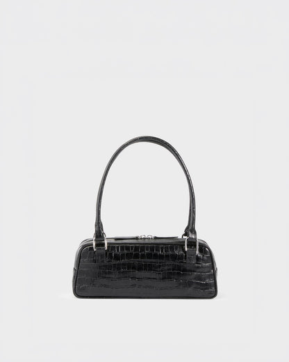 Black, Embossed Leather